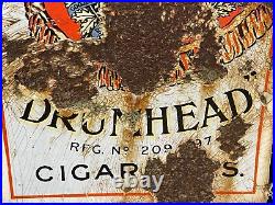 Large Original Vintage Players Drumhead Cigarettes Enamel Advertising Sign