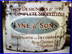 Large Original Vintage shopfitters enamel sign from Clapham