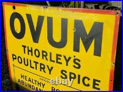 Large Ovum Thorleys Poultry Spice Vintage Enamel Advertising Sign Shop Original