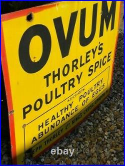 Large Ovum Thorleys Poultry Spice Vintage Enamel Advertising Sign Shop Original
