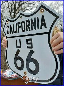 Large Vintage 1927 State Of California Route 66 Porcelain Enamel Road Sign