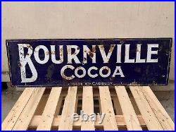 Large Vintage Bournville Cocoa Made By Cadbury's Enamel Sign