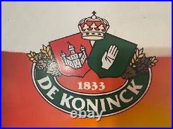 Large Vintage De Koninck Enamel Beer Advertising Sign