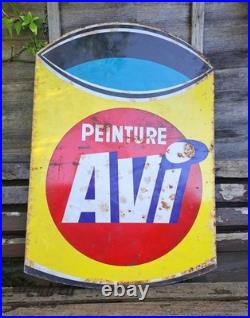 Large Vintage Double Sided French'avi' Paint Enamel Advertising Sign