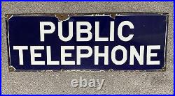 Large Vintage Enamel Public Telephone Sign