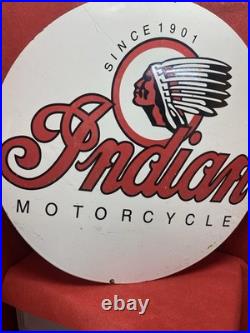 Large Vintage Enamel Sign INDIAN MOTORCYCLE SINCE 1901 Motor Cycles 76cm Huge