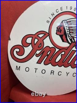 Large Vintage Enamel Sign INDIAN MOTORCYCLE SINCE 1901 Motor Cycles 76cm Huge