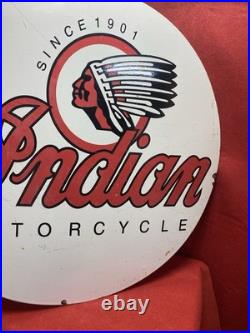 Large Vintage Enamel Sign INDIAN MOTORCYCLE SINCE 1901 Motor Cycles 76cm Huge