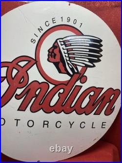 Large Vintage Enamel Sign INDIAN MOTORCYCLE SINCE 1901 Motor Cycles 76cm Huge