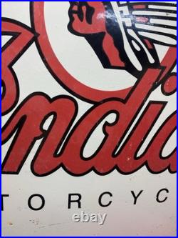 Large Vintage Enamel Sign INDIAN MOTORCYCLE SINCE 1901 Motor Cycles 76cm Huge