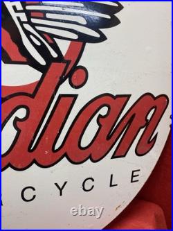 Large Vintage Enamel Sign INDIAN MOTORCYCLE SINCE 1901 Motor Cycles 76cm Huge