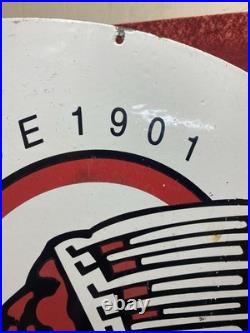 Large Vintage Enamel Sign INDIAN MOTORCYCLE SINCE 1901 Motor Cycles 76cm Huge
