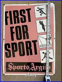 Large Vintage Enamel Sign Pink Sports Argus