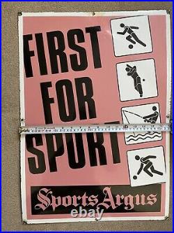 Large Vintage Enamel Sign Pink Sports Argus