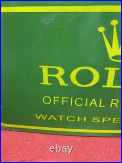 Large Vintage Enamel Sign ROLEX Official Retailer Watch Specialist CROWN Green