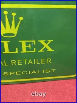 Large Vintage Enamel Sign ROLEX Official Retailer Watch Specialist CROWN Green