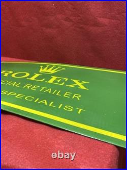 Large Vintage Enamel Sign ROLEX Official Retailer Watch Specialist CROWN Green