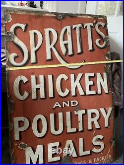Large Vintage Enamel Spratts Sign