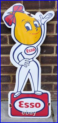 Large Vintage Enamel Steel ESSO Mrs Drip Sign 31.5 X 14