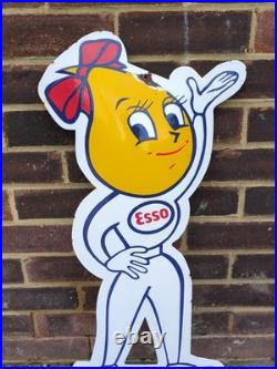 Large Vintage Enamel Steel ESSO Mrs Drip Sign 31.5 X 14 Large Vintage Enamel Steel ESSO Mrs Drip Sign 31.5 X 14
