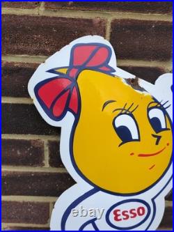 Large Vintage Enamel Steel ESSO Mrs Drip Sign 31.5 X 14