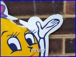 Large Vintage Enamel Steel ESSO Mrs Drip Sign 31.5 X 14