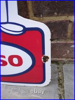 Large Vintage Enamel Steel ESSO Mrs Drip Sign 31.5 X 14