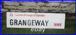 Large Vintage Enamel Street Sign Grange Way NW6 Camden Kilburn London 1960s