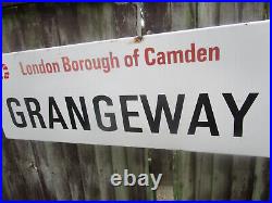 Large Vintage Enamel Street Sign Grange Way NW6 Camden Kilburn London 1960s