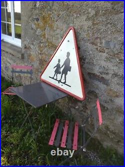 Large Vintage French Enamel School Sign 1971