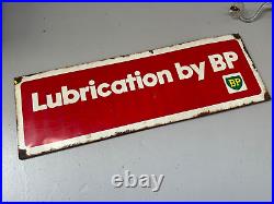 Large Vintage Lubrication By Bp Enamel Sign