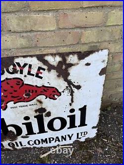 Large Vintage Mobiloil Enamel Sign