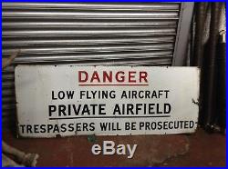 Large Vintage Original Airfield Airport Warning enamel sign Interior Design Bar
