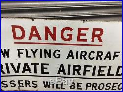 Large Vintage Original Airfield Airport Warning enamel sign Interior Design Bar