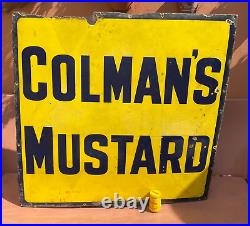 Large Vintage Original Colman's Mustard Enamel Sign