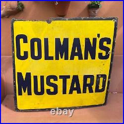 Large Vintage Original Colman's Mustard Enamel Sign