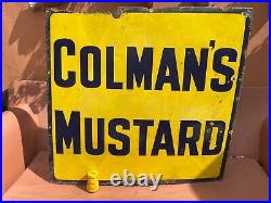 Large Vintage Original Colman's Mustard Enamel Sign