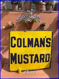Large Vintage Original Colman's Mustard Enamel Sign