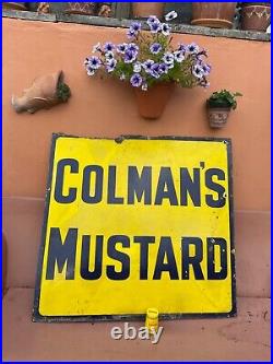 Large Vintage Original Colman's Mustard Enamel Sign