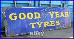 Large Vintage Original Enamel Good Year Tyres Advertising Sign