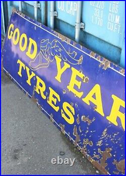 Large Vintage Original Enamel Good Year Tyres Advertising Sign