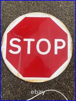 Large Vintage Original Enamel STOP / GoO Sign
