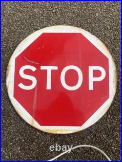 Large Vintage Original Enamel STOP / GoO Sign