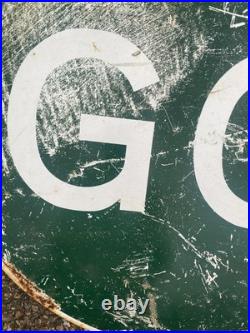 Large Vintage Original Enamel STOP / GoO Sign