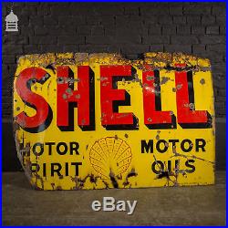 Large Vintage Shell Motor Spirit Motor Oils Enamel Advertising Sign