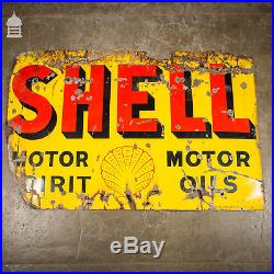 Large Vintage Shell Motor Spirit Motor Oils Enamel Advertising Sign