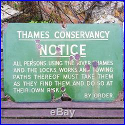 Large Vintage Thames Conservancy Enamel Sign London River Thames