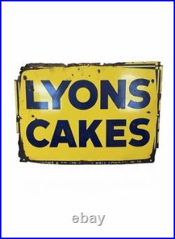 Large Vintage original enamel' LYONS CALES' Advertising sign antique