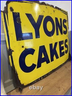Large Vintage original enamel' LYONS CALES' Advertising sign antique