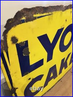 Large Vintage original enamel' LYONS CALES' Advertising sign antique